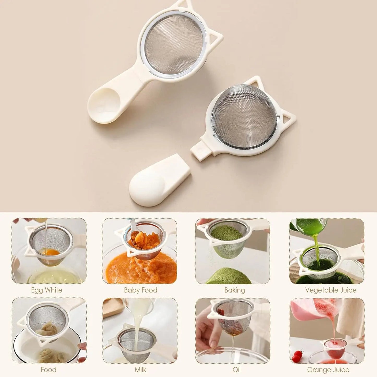 1 Pc Stainless Steel Strainer with Plastic Handle